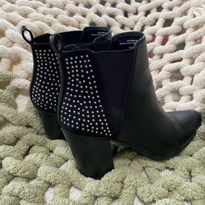 Faux leather black studded boots